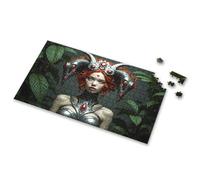 Toddler Puzzles Fantasy Red-Haired Warrior With Horned Helmet Amidst Lush Greener Picture Puzzle Toys For Ages 8-13 1500 Piece Puzzle(1000PCS)