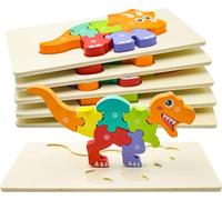 Toddler Puzzles for Kids Ages 3-5 Dinosaur Puzzle 6-Pack, Montessori Toys for 1-3 Year Olds, Toddler Toys Age 2-4 Gifts for 3 Year Old Boys Girls, Wooden Dinosaur Puzzles for Toddlers