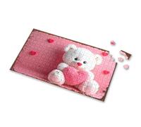 Toddler Puzzles Love In Pink: A Teddy Bear Holding A Heart Picture Puzzle Toys For Ages 8-13 1500 Piece Puzzle(300PCS)