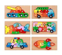 Toddler Puzzles Wooden Puzzle for Kids 3+ Years Dinosaur Animals Vehicles Puzzles Colorful Numbered Blocks Preschool