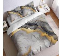 Toddler Quilt Cover Set 120 x 150 cm grey Microfibre Bedding with Abstract Marble Print and Pillowcase, Soft Breathable Kids Duvet Cover