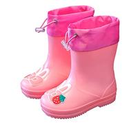 Toddler Rain Boots Baby Rain Boots Short Rain Boot Winter Warm Lightweight Outdoor Durable Rain Boots with Pull Handles Pink
