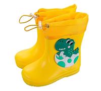 Toddler Rain Boots UK | Adjustable Drawstring Cuff | Colorful 3D Cartoon Design | Anti-Slip Lightweight Wellies for Rainy Days, Commutes and Outdoor Play Yellow