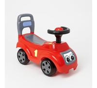 Toddler Ride-On Push Car - Red Plastic Vehicle with Steering Wheel, Backrest & Cartoon Face - Baby Walker Toy for Boys & Girls Ages 3+- Indoor Outdoor Kids Ride Toy - No Battery (Red)