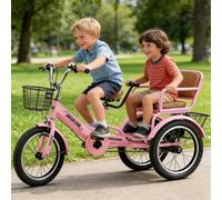 Toddler Ride on Toys, Stable 3-Wheel Design & Storage Basket for Fun Indoor Outdoor Ride, Lightweight Colorful Twice Toddler Tricycle Age 2-9(Pink,14in/34cm)