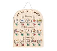 Toddler Routine Schedule - Bedtime Planner in the Morning, Colorful Day Planning, Fun Educational Design, Interactive Wooden Display | Morning Bedtime Routine Chart Planner Board for Toddlers Nursery
