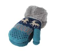 Toddler’s Plush Lined Knitted Mittens Thick Magic Stretchy Mitts Winter Warm Glove Double Layers Fluffy Full Finger Gloves Cold Weather Ski Gloves for Baby Boys Girls 0-6 Y