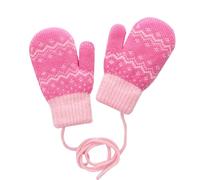 Toddler’s Plush Lined Knitted Mittens Thick Magic Stretchy Mitts Winter Warm Glove Double Layers Fluffy Full Finger Gloves Cold Weather Ski Gloves for Baby Boys Girls 0-6 Y