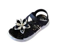 Toddler Sandals Summer Flat Shoes Little Girl Leather Sandals Bathroom Slippers Beach Kids Slide Halloween Cosplay Fancy Dress Up For Girls Summer Autumn Children (Black,9)