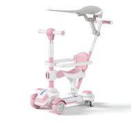 Toddler Scooter, Kick Scooter with Adjustable Seat & Parent Steering Handlebar, Anti Slip Wheels, Smooth Riding Outdoor Toy, Sturdy Safety Scooters, Boys Girls 2-12 Year Birthday Gift, Up to 220 Lbs,