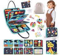 Toddler Sensory Busy Board: Travel Toy Activity Book for Girls Boys, Motor Skill Development Gift for Baby Aged 3-4 Years, Fine Educational Preschool Montessori Learning Toy for Car Airplane Space