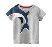 Toddler Short Sleeve Funny Print T Shirt Beach Vacation Summer Casual Tees Tops Clothes Baby Boys Girls Loose Fit Tees (Grey, 1-2 Years)
