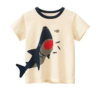 Toddler Short Sleeve Funny Print T Shirt Beach Vacation Summer Casual Tees Tops Clothes Baby Boys Girls Loose Fit Tees (Beige, 3-4 Years)