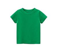 Toddler Short Sleeve T Shirt Solid Color Crew Neck Girls Casual Cotton Tee Boys Basic Shirts Plain Sport Top Lightweight Soft Comfy (2-Green, 1 Years)