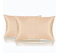 Toddler Silk Satin Pillow Cases 14"x20",Flesh,2 Pack