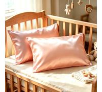 Toddler Silk Satin Pillow Cases 14"x20",Jade Pink,2 Pack