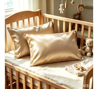 Toddler Silk Satin Pillow Cases 14"x20",Khaki,2 Pack