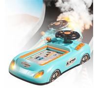 Toddler Simulated Driving Racing Car Toy with Steering Wheel, Interactive Educational Learning Game with Music, Racing Adventure Car Toys Competition for Kids Birthday Gift(Sky blue)
