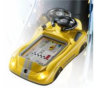 Toddler Simulated Driving Racing Car Toy with Steering Wheel, Interactive Educational Learning Game with Music, Racing Adventure Car Toys Competition for Kids Birthday Gift(Yellow)