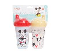 Toddler Sippy Cups for Boys | 10 Ounce Mickey Mouse Sippy Cup Pack of Two with Straw and Lid | Durable Blue Leak Proof Travel Water Bottle for Toddlers