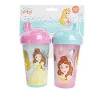 Toddler Sippy Cups for Girls | 10 Ounce Princess Sippy Cup Pack of Two with Straw and Lid | Durable Blue Leak Proof Travel Water Bottle for Toddlers