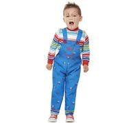 Toddler Size Halloween Chucky Doll Kids Fancy Dress Costume Blue & Red