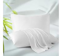 Toddler Size Pillow Protectors Viscose Derived from Bamboo - Set of 2 Zippered, 400 Thread Count Cooling Pillow Case Soft 13"x18" (2 Pcs, White,Toddler)