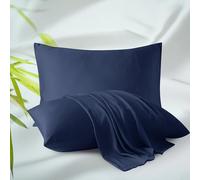 Toddler Size Pillow Protectors Viscose Derived from Bamboo - Set of 2 Zippered, 400 Thread Count Cooling Pillow Case Soft 18"x13" (2 Pcs, Navy Blue,Toddler)