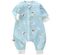 Toddler Sleeping Bag with Feet Baby Sleeping Bag 1 Tog Sleeping Sack with Legs Boy Girl Kids Sleeping Suit with Feet Summer, Blue Snowman, 90/Baby Height 75-85cm
