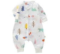 Toddler Sleeping Bag with Feet Baby Sleeping Bag 1 Tog Sleeping Sack with Legs Boy Girl Kids Sleeping Suit with Feet Summer, White Forest, 80/Baby Height 65-75cm