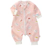 Toddler Sleeping Bag with Feet Baby Sleeping Bag 1 Tog Sleeping Sack with Legs Boy Girl Kids Sleeping Suit with Feet Summer, Pink Snowman, 90/Baby Height 75-85cm