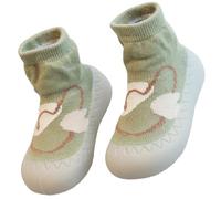 Toddler Sock Shoes Walking Sneakers 12-18 Months Boys Casual Shoe with Anti Slip Rubber Sole Mesh Breathable Cotton Flying Woven Soft Lightweight Slip-On Indoor Outdoor Size 4 Green
