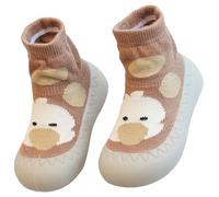 Toddler Sock Shoes Walking Sneakers 6-12 Months Boys Casual Shoe with Anti Slip Rubber Sole Mesh Breathable Cotton Flying Woven Soft Lightweight Slip-On Indoor Outdoor Size 3.5 Brown