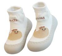 Toddler Sock Shoes Walking Sneakers 6-12 Months Boys Girls Casual Shoe with Anti Slip Rubber Sole Mesh Breathable Cotton Flying Woven Soft Lightweight Slip-On Indoor Outdoor Size 3.5 White