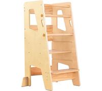 Toddler Standing Tower - Adjustable Height Toddler Kitchen Stool Helper - Ideal Kids Kitchen Step Stool for Learning New Skills - 2024 Design with Safety Feet - Varnished