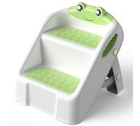 Toddler Step Stool, 2 Toilet Steps for Toddlers with Safety Handles, Foldable Step Stool for Kids with Non-Slip, Toilet Stool for Potty Training, Bathroom Sink, Bedroom, Kitchen Counter Stool, Green