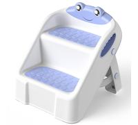 Toddler Step Stool, 2 Toilet Steps for Toddlers with Safety Handles, Foldable Step Stool for Kids with Non-Slip, Toilet Stool for Potty Training, Bathroom Sink, Bedroom, Kitchen Counter Stool, Blue