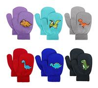 Toddler Stretch Mittens - Toddler Mittens Kids Winter Warm Knitted Magic Mittens Gloves Cute Dinosaur Paw Star Baby Mittens for 1-5 Year Old Boys and Girls