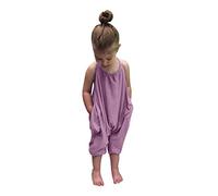 Toddler Summer One Piece Clothing Baby Girls Romper Jumpsuit Strap Backless Sleeveless Suspender Overalls for Little Girl Casual Comfy Halter Clothes (Purple, 5-6 Years)