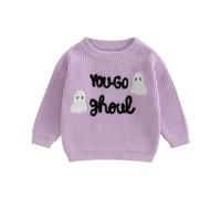 Toddler Sweater Baby Halloween Clothes Ghost Pumpkin Spider Outfit Warm Knit Sweatshirt Pullover Infant Knitwear for Boys Girls (A Purple, 12-18 Months)