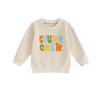 Toddler Sweatshirt Crewneck Hooded Jumpers Bagggy Cotton Pullover Shirt Embroidered Pattern Sweatshirt Long Sleeve Anti-Pill Sportwear Tops Casual Hoodies (Beige, 18-24 Months)