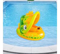 Toddler Swimming Float | Kids Pool Float Ring with Sun Canopy - Inflatable Safety Equipment with Steering Wheel for Ages 1-5 Summer Water Playing Lounging