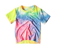 Toddler Tie Dye T Shirt Short Sleeve Crew Neck Little Girls Rainbow Cotton Tee Boys Casual Top Colorful Loose Soft Comfy Lightweight (Pink, 3-4 Years)