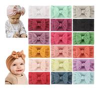 Toddler Toddler Baby Boys Girls Nylon Solid Bow Hair Band Headwear Headband Rubber Bands Hair Accessories Pack of 18 Yellow (A,B,C,D,E,F, One Size)