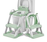 Toddler Toilet Training Seat with Ladder - Baby Potty Training Seat with Steps - Foldable Child Toilet Seat and Step - Kids Toilet Ladder for Toddlers - Safe, Adjustable & Non-Slip