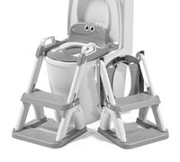 Toddler Toilet Training Seat with Ladder - Baby Potty Training Seat with Steps - Foldable Child Toilet Seat and Step - Kids Toilet Ladder for Toddlers - Safe, Adjustable & Non-Slip