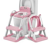 Toddler Toilet Training Seat with Ladder - Baby Potty Training Seat with Steps - Foldable Child Toilet Seat and Step - Kids Toilet Ladder for Toddlers - Safe, Adjustable & Non-Slip