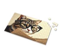 Toddler Toys A Cat Wearing Glasses Reading A Book Picture Puzzle Gifts For 5 Year Old Girls Toys Under 10 Dollars(500PCS)