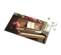 Toddler Toys A Piano Adorned With Pink Roses And Sheet Music Picture Puzzle Girl Toys Age 4-5 300 Piece Puzzle(500PCS)