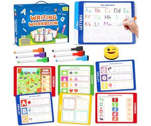 Toddler Toys for Boys Girls Age 2-5 - Wipe Clean Handwriting Practice Busy Book with 6 Markers - Preschool Learning Activity Toy - Educational Gift for 3 4 5 Year Old Kids